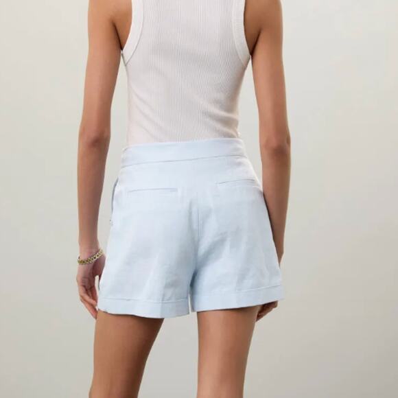 Michael Kors Blue Linen Trouser Shorts SIZE 10 Pleated Wide Leg Designer $125 - Picture 2 of 11